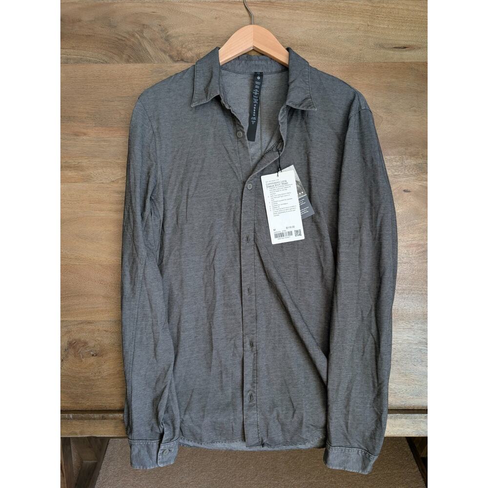 NWT Lululemon Commission Shirt Men's M Gray Classic Long Sleeve Wash Button-Up
